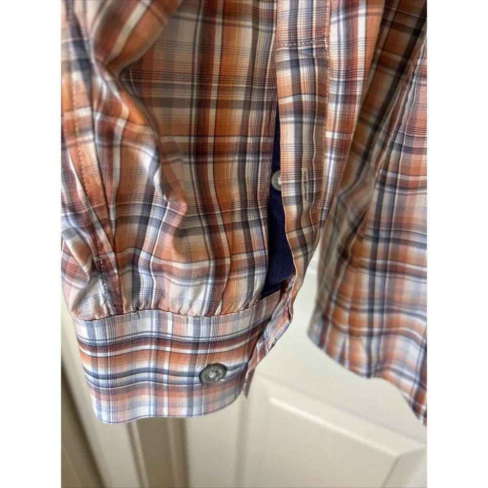 Banana Republic men's‎ XL Shirt orange gray white plaid long sleeve
